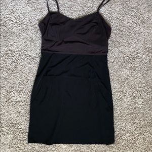 Date night spaghetti strap black and purple dress
